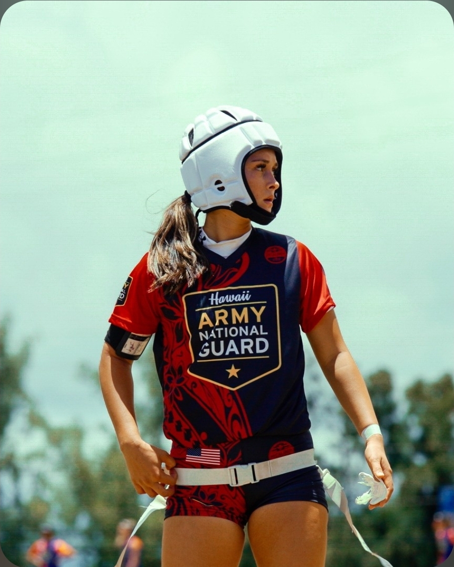 Aribella Spandiary competing in girls flag football